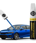 Aegean Blue Metallic B-593M Touch Up Paint Kit For Honda, 2 In 1 Scratch Remover Pen beside blue Honda car