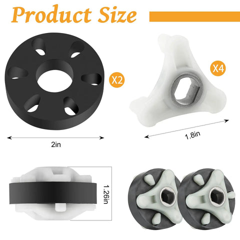 Two Pack Washer Motor Coupling Kit For Whirlpool Kenmore Direct Drive Washers Heavy Duty Rubber Isolator With Metal Sleeves Durable Replacement Parts Easy Install Keep One On Hand For Quick In Home Repairs, 2in coupler