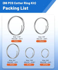 Image of 66 PCS Heavy Duty Cotter Ring Kit showing five sizes with dual coil design for clevis pins, rust resistant for marine and trailer use.