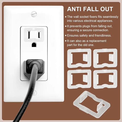 24 Pack Wall Outlet Fix Plugs Transparent Socket Fixers for Loose Outlets shown fixing sockets with anti-fall out feature.