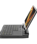 Tough As Nails Rugged 6 Inch Industrial Laptop With N4120 Quad Core Processor RS232 Serial Port Gorilla Glass 4 Screen side view with keyboard.