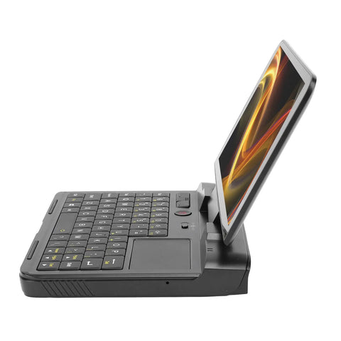 Tough As Nails Rugged 6 Inch Industrial Laptop With N4120 Quad Core Processor RS232 Serial Port Gorilla Glass 4 Screen side view with keyboard.