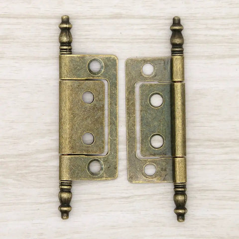 Set Of 6 Vintage Antique Brass Flap Hinges For Wooden Boxes Jewelry Cases Cabinets Cupboards Medium Size With 2 Inch Plate