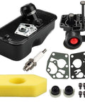 Carburetor Fuel Tank And Air Filter Kit Replacement For A Wide Range Of Small Engine Models Fits 795477 Carburetor And 498809 498809A 795469 794147 699660 794161 498811 Series Not OEM Aftermarket Upgrade, showing carburetor, fuel tank, air filter, spark plug, and components