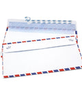 Bulk Airmail Envelopes 115x225mm Pack Of 5 10 Or 20 Dope White Mailers opened and stacked, showing red and blue border design.