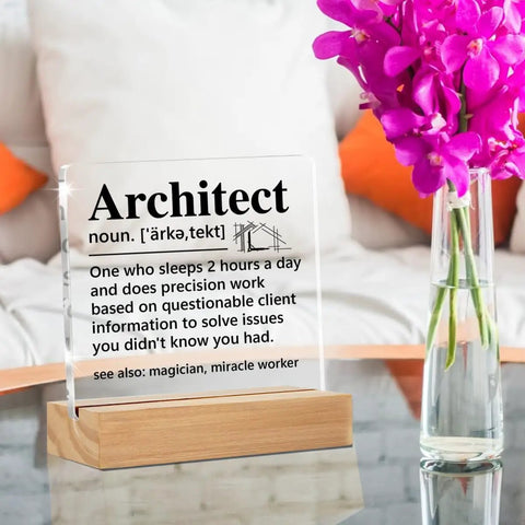 Dope Architect Gift For Designers And Engineers Architect Definition Clear Desk Sign On Acrylic With Wooden Stand Perfect Office Or Home Decor For Men And Women