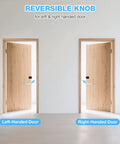 Six Pack Matte Black Interior Door Knobs For Bedroom And Bathroom Privacy showing reversible left and right-hand door installation