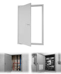 Premium Galvanized Steel Access Panel 24 By 36 Inches With Secure Lock And Key, showing open utility cover installation.