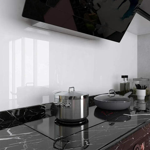 Glossy White Self Adhesive Wallpaper Peel And Stick Countertop Cover 24 By 160 Inches Waterproof Removable Vinyl for kitchen backsplash