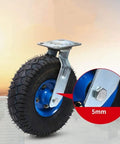 Heavy Duty Caster Wheels With Swivel Castors For Flatbeds And Industrial Rubber Inflatable Tires Silent Shockproof Single Wheel 8 Or 10 Inch showing 5mm steel plate and textured tire.