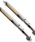 Two 250N Heavy Duty Soft Close Lid Supports Hinge for Wooden Boxes and Chests, Toy Boxes and Cabinets, in stainless steel and aluminum.