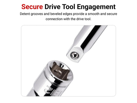 Three Eighths Inch Drive External Star Socket Set With Rail 12 Piece From E4 Through E20 Shallow External Star Sockets close-up