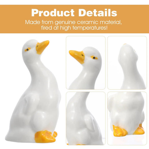 Adorable Ceramic Duck Toilet Bolt Covers Two Pack Decorative Screw Caps With Slick White Finish And Universal Fit shown in detail.