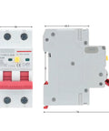 Pro Grade Heavy Duty Two Pole Residual Current Circuit Breaker With Ironclad 30mA Grounding And Overload Tripping Switch for 230V 16 Amps dimensions