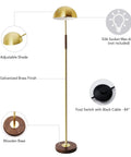 Gold Floor Lamp With Arc Design In Mid Century Modern Style Adjustable Arm Aged Brass Finish 59 Inch Vintage Task Lamp details