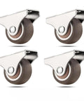 Low Profile 1 Inch Silent Ball Bearing Casters 4 Pack Mini Furniture Wheels For Beds And Drawers, rubber wheels with metal mount.