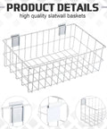 Four Piece Metal Slatwall Baskets And Bins Set For PVC Slatwall Garage Panels, Hanging Storage Bins, white finish, side view