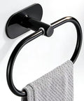 Self Adhesive Towel Ring Matte Black Stainless Steel Rustproof Wall Mounted Bathroom Towel Holder SUS 304 Durable