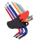 Awesome 9-Piece Colored Metric Hex Key Set With Ball End Wrenches Made From Hardened Crv And S2 Steel Perfect For Bike Repair Furniture Building And Electrical Fixes With Non Slip Grip And Super Durable Color Coded Design. 9-piece metric hex key set with color-coded ball-end wrenches in stand