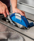 Blade-Lock Table Saw Blade Change Tool For 10 Inch Saws in use showing secure clamp system and rugged cast aluminum housing