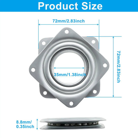 Heavy Duty 3 Inch Lazy Susan Turntable Bearings 2 Pack Smooth Rotating Ball Plates with size dimensions