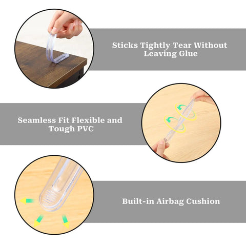 Rock Solid Silicone Cabinet Door Bumpers With Hella Strong Adhesive, Clear Furniture Protectors For Walls Drawers And Shower Doors, 6 Pack Easy Peel Stick Guards showing flexible PVC and adhesive application.