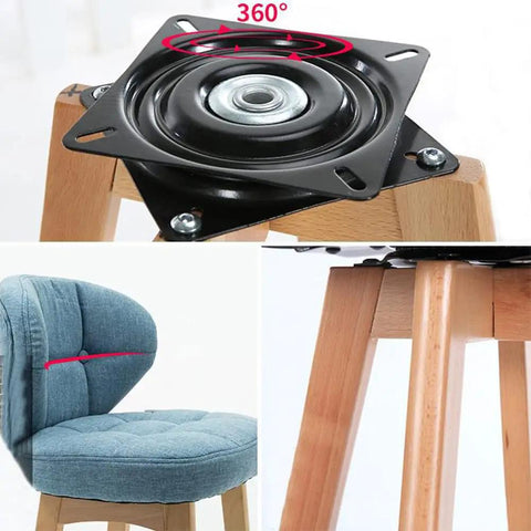 6 Inch Swivel Plate Heavy Duty Turntable Bearing With 360 Rotating Base For Bar Stools Chairs TV Tables Boats Seats Built To Last Square Steel Ball Bearing, black steel swivel base on stool