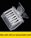 Clear Queen Bee Cage Catcher Clip Set For Beekeeping Tools Beekeeping Essentials Spring Loaded Queen Grabber close-up on black background