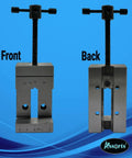 Front and back view of Mini 2 Inch Steel Vise for Precision Workholding in Machining and Engineering Compact 50 mm Jaw Vise.