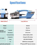 Heavy Duty Electric Strapping Machine Automatic Hot Welding Tool Handheld Portable Banding Kit dimensions and specifications on display.