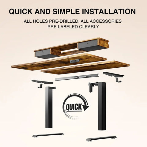 Standing Desk With Storage Drawers And Monitor Shelf For A Game Ready Office Setup Adjustable Height Computer Desk parts layout
