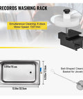 Ultasonic Parts Cleaner With Lid And Handle For Jewelry, Vinyl Records, Eyeglasses, Dentures, Contact Lenses, Coins, Metal Fasteners, And Small Tools. Portable Ultra Sound Washing Machine For Deep Cleaning Tough Grime At Home Or On Go. Includes records washing rack and cleaning basket.