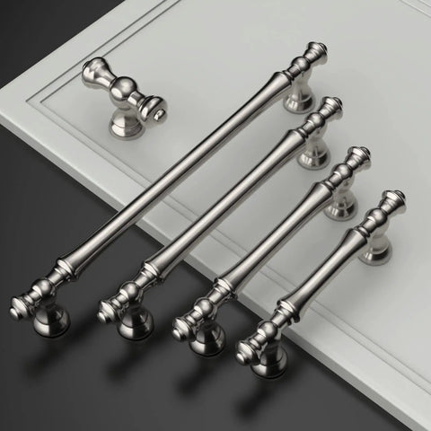 Six Pack Brushed Brass Cabinet Pulls 5 Inch Center To Center 128mm Hole Spacing Durable Zinc Alloy Handles For Kitchen Cabinets Bathroom Drawers And Dressers Gold Finish Easy Install displayed on a white background
