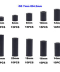 Black ABS Round Spacers Kit For M4 Screws, Unthreaded Standoffs, Metric 7Mm OD By 4.2Mm ID, 120 Pieces, 10 Sizes from 4Mm to 25Mm