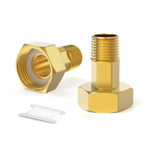 Brass Water Meter Coupling 2 Pack 3/4 Inch NPT Male To 1 Inch BSP Female Adapter Pipe Fitting with Seal Washer, 55mm Length
