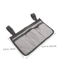 Gray Bed Rail Organizer Bag With Adjustable Strap And Four Storage Pockets for Caregivers, dimensions 12.77x7.07 inches