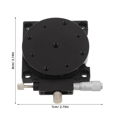60Mm Manual Precision Rotation Stage Aluminum Platform R Shaft viewed from above with measurement markings and smooth adjustment knob.