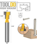 Diagram of Keyhole Router Bit Set With One Quarter Inch Shank, Five Piece Cutter Kit With Carbide Inserts, shown with screw and wood application.