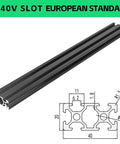 Dope 2040 V Slot Aluminum Extrusion 1500mm Set, 5 Pieces Anodized European Standard Profile With Corner Bracket Kit For CNC DIY 3D Printer Black Ready To Go, 2040V slot rail
