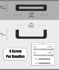 Diagram of Matte Black Cabinet Pulls 3 Inch Solid Zinc Alloy Drawer Handles, dimensions and screws, 10 Pack Built To Last Heavy Duty Cupboard Pulls.