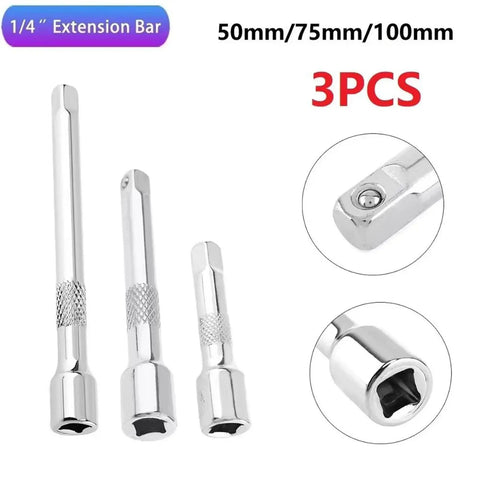 Offset Swivel Ratchet Extension Bar Set With Chromium Vanadium Steel Construction showing three sizes for easy car repairs and home garage maintenance.