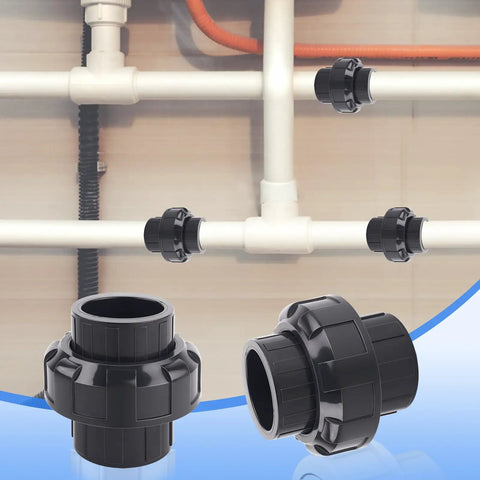 2 Inch PVC Union Coupling Kit 2 Pack For Pool Pumps And Industrial Pipelines, Schedule 80 Slip Socket Fittings in use