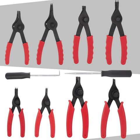 Long Reach Snap Ring Pliers Set Heavy Duty 11 Piece With Case Retaining Ring Pliers For Internal And External Circlips