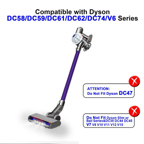 Upgraded Hardwood Floor Vacuum Attachments With LED Headlights For V6 DC59 DC61 DC74 Cordless Stick Vacs displayed with compatibility details