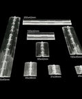 Clear Transparent Piano Hinge Set For Piano Box Lids Plexiglass Length 10Pcs shown in various sizes and dimensions