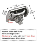 Detailed view of a coupler from the 50 Pack Wire Mesh Cable Tray Coupler Kit for Basket Cable Management, showing dimensions and material.