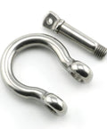 Badass Half Inch Stainless Steel Bow Shackle Screw Pin Anchor, heavy duty design for secure connections in outdoor projects.