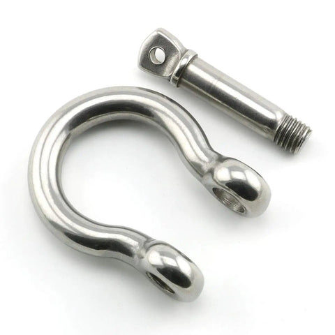 Badass Half Inch Stainless Steel Bow Shackle Screw Pin Anchor, heavy duty design for secure connections in outdoor projects.