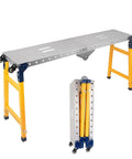 Heavy Duty 65 Inch Welding Table And Work Bench With 1250 Pound Capacity 29 To 48 Inch Five Speed Height Lift Tough Steel Frame Hassle Free Assembly Weekend Warrior Rig For Shop Projects shown in adjustable and foldable design.