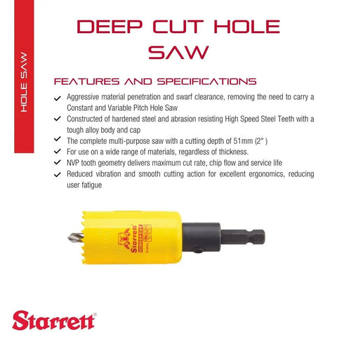 Deep Cut Hole Saw With Arbor And Abrasion Resistant HSS Teeth For Quick Cuts Through Metal Steel And Wood 2 Inch Diameter 2 Inch Depth